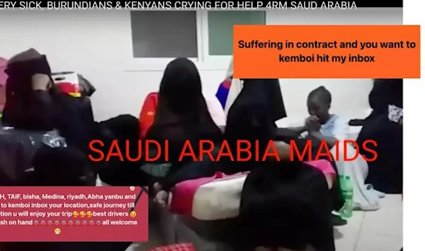 =Screenshot of a video showing African maids in Saudi Arabia and comments from dalalas on Facebook. ( Debra Nyanchoka / Facebook)