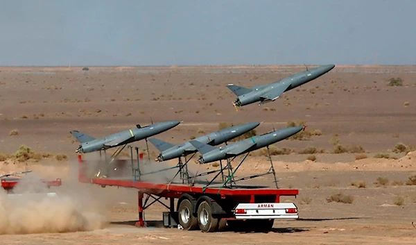 Military drone drills in Iran, on 25 August 2022 (AFP Photo)