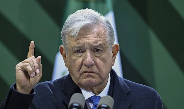 Mexican President Andres Manuel Lopez Obrador speaking at a press conference. (AFP)