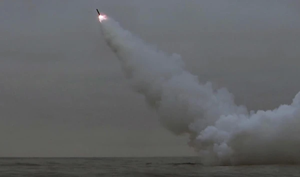 One of the test missiles being launched from the DPRK on March 12, 2023 (Reuters/KCNA)