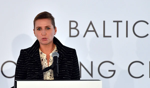 Prime Minister of Denmark Mette Frederiksen speaks during an opening ceremony of the Baltic Pipe in Budno, Poland, Tuesday, Sept. 27, 2022. (AP)