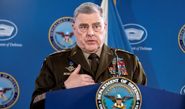 Chairman of the Joint Chiefs Gen. Mark Milley speaks during a briefing with Secretary of Defense Lloyd Austin at the Pentagon in Washington, Wednesday, March 15, 2023 (AP /Andrew Harnik)