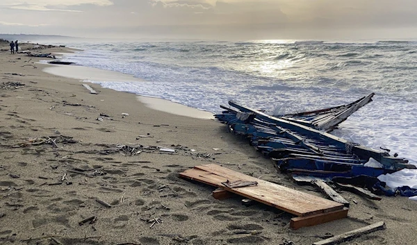 A photo of the wreckage washed up on the shore in February 2023 (AP)