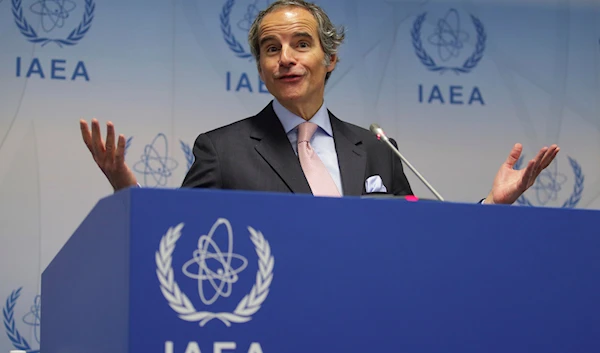 IAEA Director General Rafael Grossi addresses a news conference during an IAEA Board of Governors meeting in Vienna, Austria, February 6, 2023 (AP)