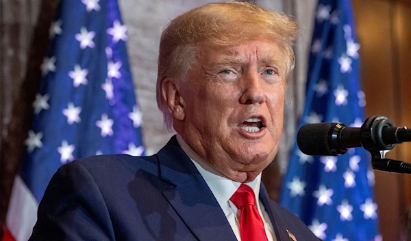 Former President Donald Trump speaks at a campaign event at the South Carolina Statehouse, January 28, 2023, in Columbia, South Carolina (AP)