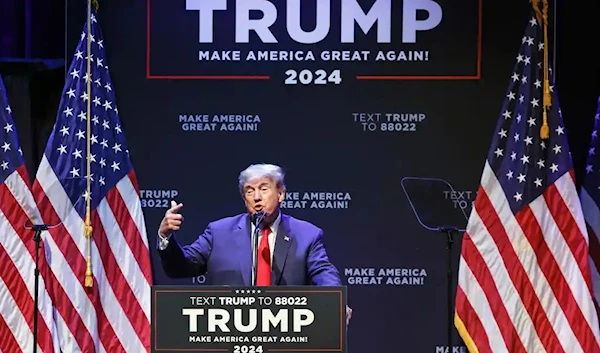 Donald Trump speaks about education policy at the Adler Theatre in Davenport, Iowa. (AFP)