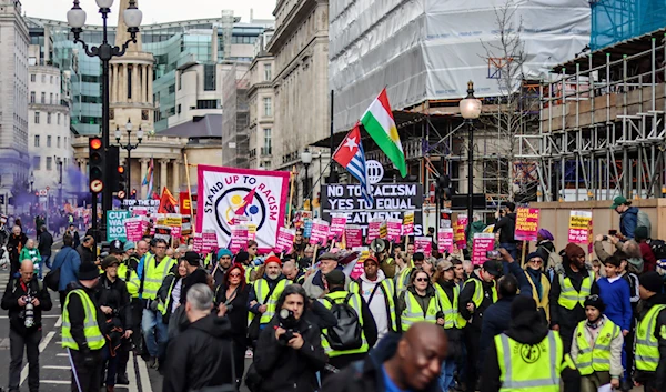 Portraits and photos from the AntiRacismDay protest and march today outside the BBC News building in London