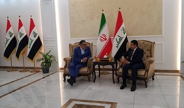 Secretary of the Iranian Supreme National Security Council, Ali Shamkhani, met on Sunday, with the Iraqi National Security Adviser Qassem Al-Araji in Baghdad, Iraq, March 19, 2023.