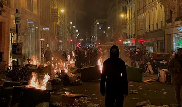 Picture taken during riots in Paris, France on  March 19,2023, as workers protested the contested Pension Reform plans a day ahead of the no-confidence vote (Social media).