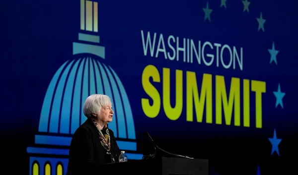 Treasury Secretary Janet Yellen speaks to the American Bankers Association, Tuesday, March 21, 2023, in Washington (AP Photo/Manuel Balce Ceneta)