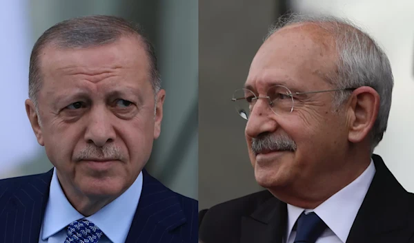 A photo of Turkish President Recep Tayyip Erdogan and CHP candidate Kemal Kilicdaroglu, taken side by side (AP)