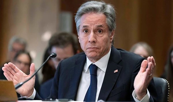 Secretary of State Antony Blinken testifies before a Senate Foreign Relations Committee on the budget request for the State Department for fiscal year 2024, on Capitol Hill, March 22, 2023, in Washington (AP)