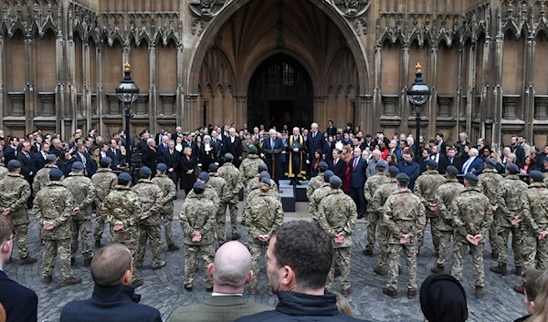 Former British Prime Minister Boris Johnson speaks at an event to thank the UK armed forces for their role in the Afghanistan evacuation operation earlier this year, in London, Britain, November 24, 2021 (UK Parliament via Reuters).