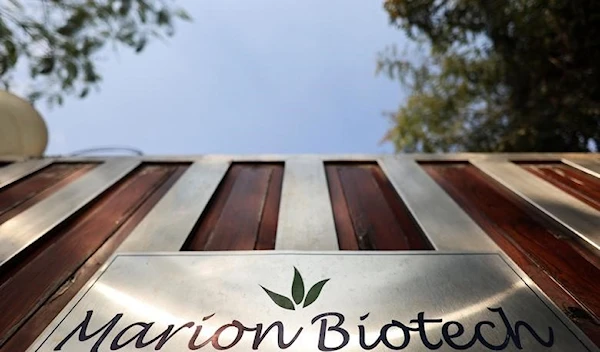 Logo of Marion Biotech, a healthcare and pharmaceutical company is seen on a gate outside their office in Noida, India, December 29, 2022. (Reuters)