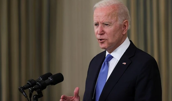 U.S. President Joe Biden delivers remarks on the state of his American Rescue Plan from the State Dining Room at the White House in Washington, D.C., U.S., May 5, 2021. (Reuters)