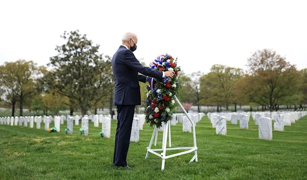 US President Joe Biden at the Arlington National Cemetery in Arlington, Virginia, US, on April 14, 2021 (Reuters)