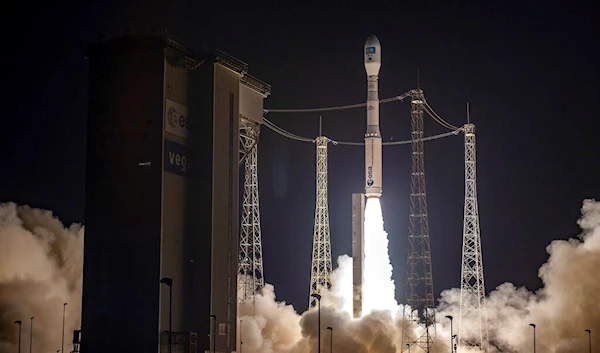 Vega-C rocket lifting off from its launch pad at the Kourou space base, French Guiana, Tuesday, Dec. 20, 2022 (JM Guillon/ESA via AP)