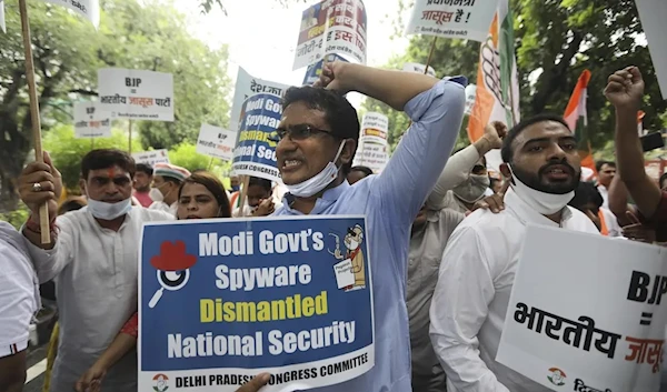 Protestors in India accuse Modi's government of using spyware to monitor political opponents and journalists. (AP).