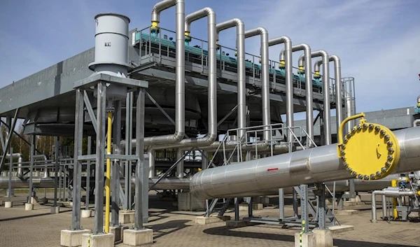 A view of hardware of the Jauniunai Gas Compressor station, near Vilnius, Lithuania, ON May 5, 2022. (AP)