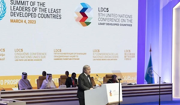 Secretary-General António Guterres delivers remarks at the Summit of the Leaders of the Least Developed Countries, in Doha Qatar. (UN)