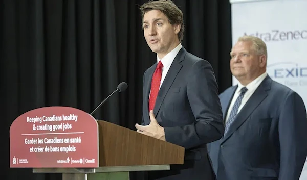 Canadian Prime Minister Justin Trudeau answers questions at an announcement in Mississauga, Ontario, Monday, Feb. 27, 2023. (AP)