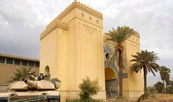 A U.S. tank positioned outside the Iraq Museum in April 2003 (Reuters)