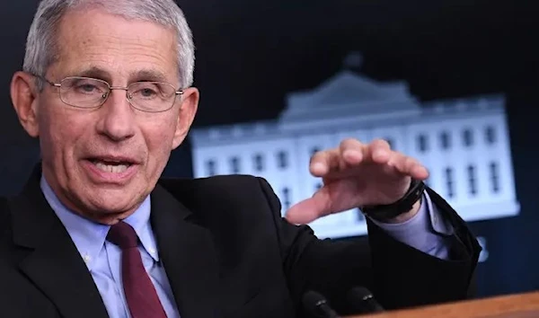 Director of the National Institute of Allergy and Infectious Diseases Anthony Fauci speaks during an unscheduled briefing after a Coronavirus Task Force meeting at the White House on April 5, 2020, in Washington, DC. (AFP)