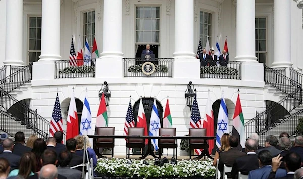 President Donald Trump speaks before the signing of normalization ties in White House in Washington, Sept. 15, 2020. (Reuters)