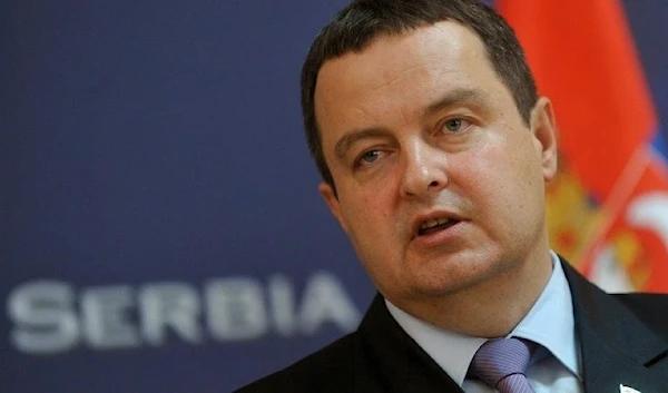 Serbian Prime Minister Ivica Dacic in a press conference after a meeting with the EU Council president in Belgrade, July 1, 2013 (AFP)