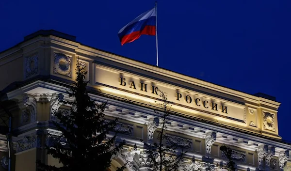 National flag flies over the Russian Central Bank headquarters in Moscow, Russia May 27, 2022. (Reuters)