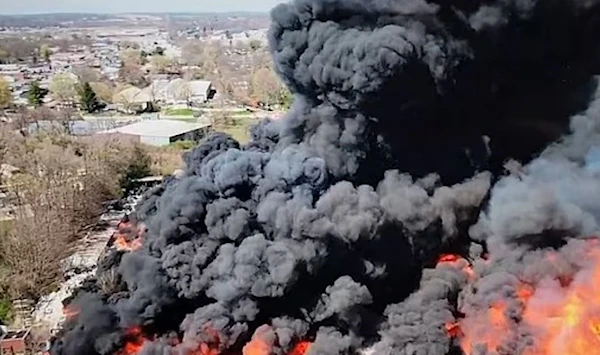 A large fire at a plastic manufacturing facility in Indiana forced. (Twitter)