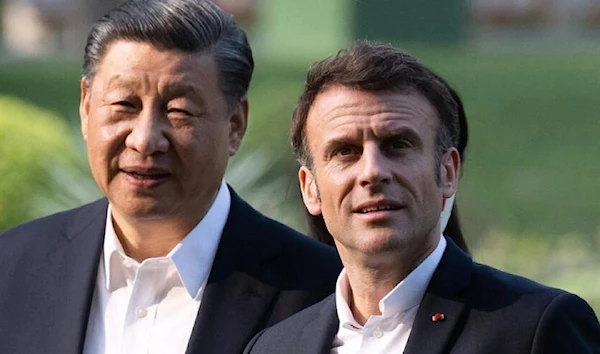 =Chinese President Xi Jinping (L) and French President Emmanuel Macron met last week in Beijing (AFP)