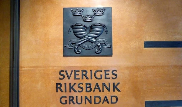 The sign of the Swedish Central Bank, Riksbank, as seen in Stockholm, Sweden, 12 August 2016. (Reuters)