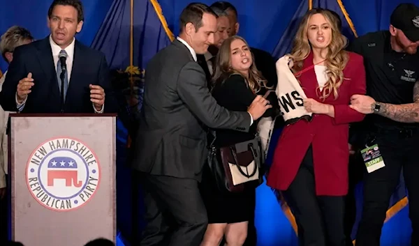 Protesters rush stage to interrupt DeSantis speech