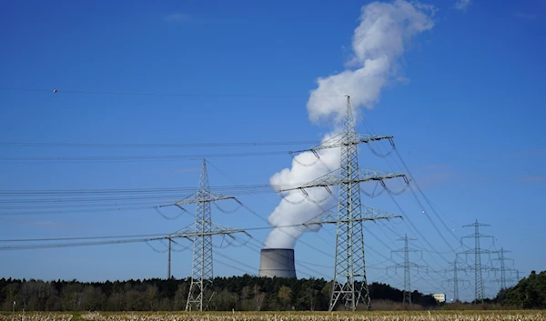 Steam rises from the RWE nuclear power plant Emsland in Lingen, Germany, Friday, April 14, 2023. (AP)