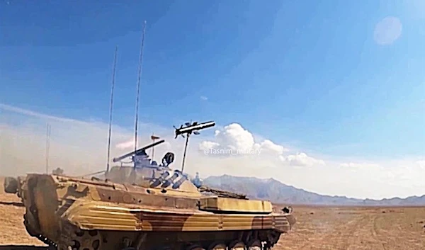 Screengrab from the IRGC's video showin the Sadid-365 anti-tank missile, April 15, 2023 (Tasnim News)