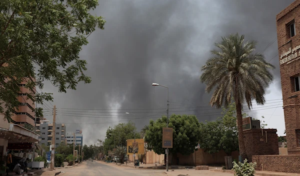 Smoke is seen rising in Khartoum, Sudan, April 15, 2023 (AP)