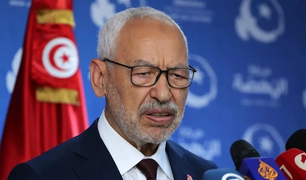 Ennahdha party leader Ghannouchi at a press conference in Tunis October 6, 2019 (AFP)