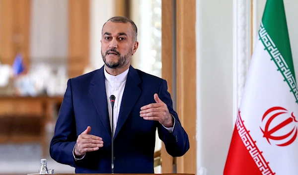 Iran's Foreign Minister Hossein Amir-Abdollahian speaks during a press conference at the FM's HQ, June 25 2022. (AFP)