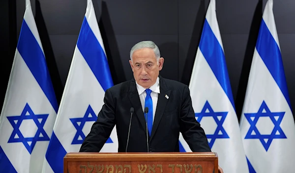 Israeli Prime Minister Benjamin Netanyahu speaks to the media during a press conference, in Tel Aviv, Israel, Monday, April 10, 2023. (AP)