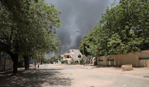 Smoke is seen rising from a neighborhood in Khartoum, Sudan, Saturday, April 15, 2023. (AP)