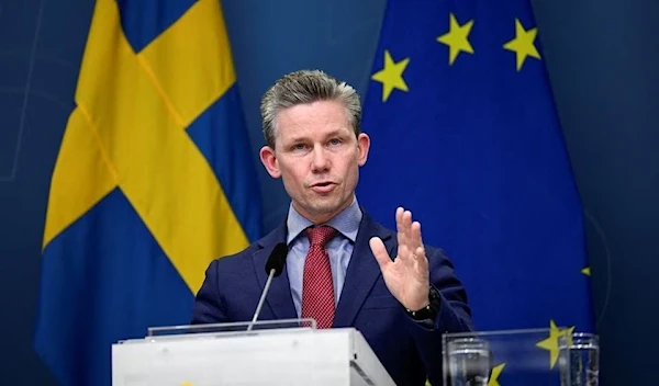 Swedish Defence Minister Pal Josnson speaks at a news conference in Stockholm, Sweden, 24 January 2023. (Reuters)