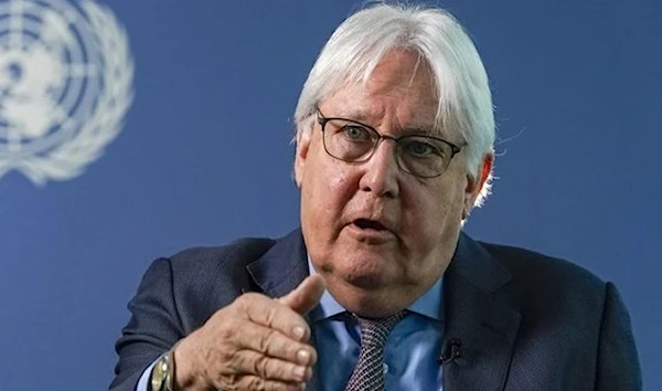 United Nations Under-Secretary-General for Humanitarian Affairs and Emergency Relief Coordinator Martin Griffiths speaks during a press conference. (AP)