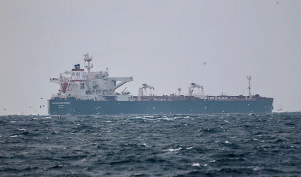 Marshall Islands-flagged oil tanker Advantage Sweet, sails at Marmara sea near Istanbul, Turkey, on January 10, 2023. (Reuters)