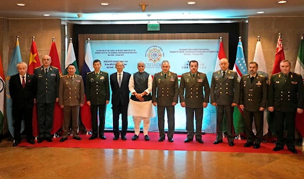 The SCO defense ministers before the start of the summit in New Delhi, India on April 28, 2023 (AP)