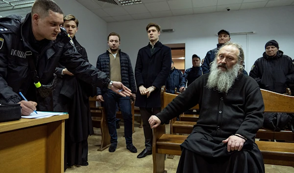 Metropolitan Pavel, the abbot of the Kiev-Pechersk Lavra monastery waits for the court decision in Kiev, Ukraine, Saturday, April 1, 2023 (AP).