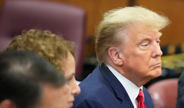 Former President Donald Trump appears in court for his arraignment, Tuesday, April 4, 2023, in New York (AP Photo/Seth Wenig, Pool)