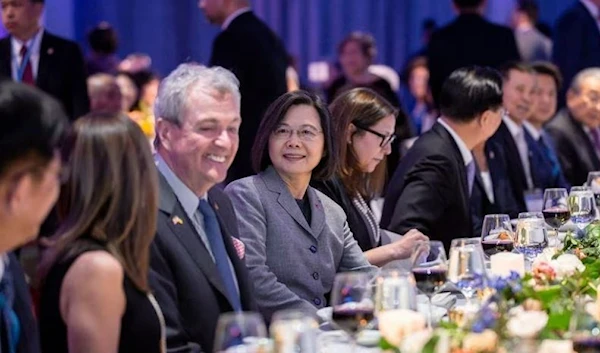 Taiwan's President Tsai Ing-wen and New Jersey Governor Phil Murphy attend an event with members of the Taiwanese community, in New York, U.S., in this handout picture released March 30, 2023. (Reuters)