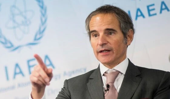 Rafael Grossi, Director-General of the International Atomic Energy Agency, speaks at a press conference, Vienna, Austria, 17 December 2021. (AP)