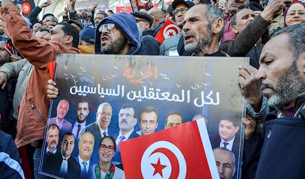 People take part in a protest against president Kais Saied, in Tunis, Tunisia, March 5, 2023 (AP)